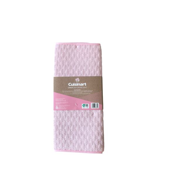 Pastel Pink Kitchen Dish Drying Mats 18x24 Set of 2 by Cuisinart NEW - Picture 8 of 10